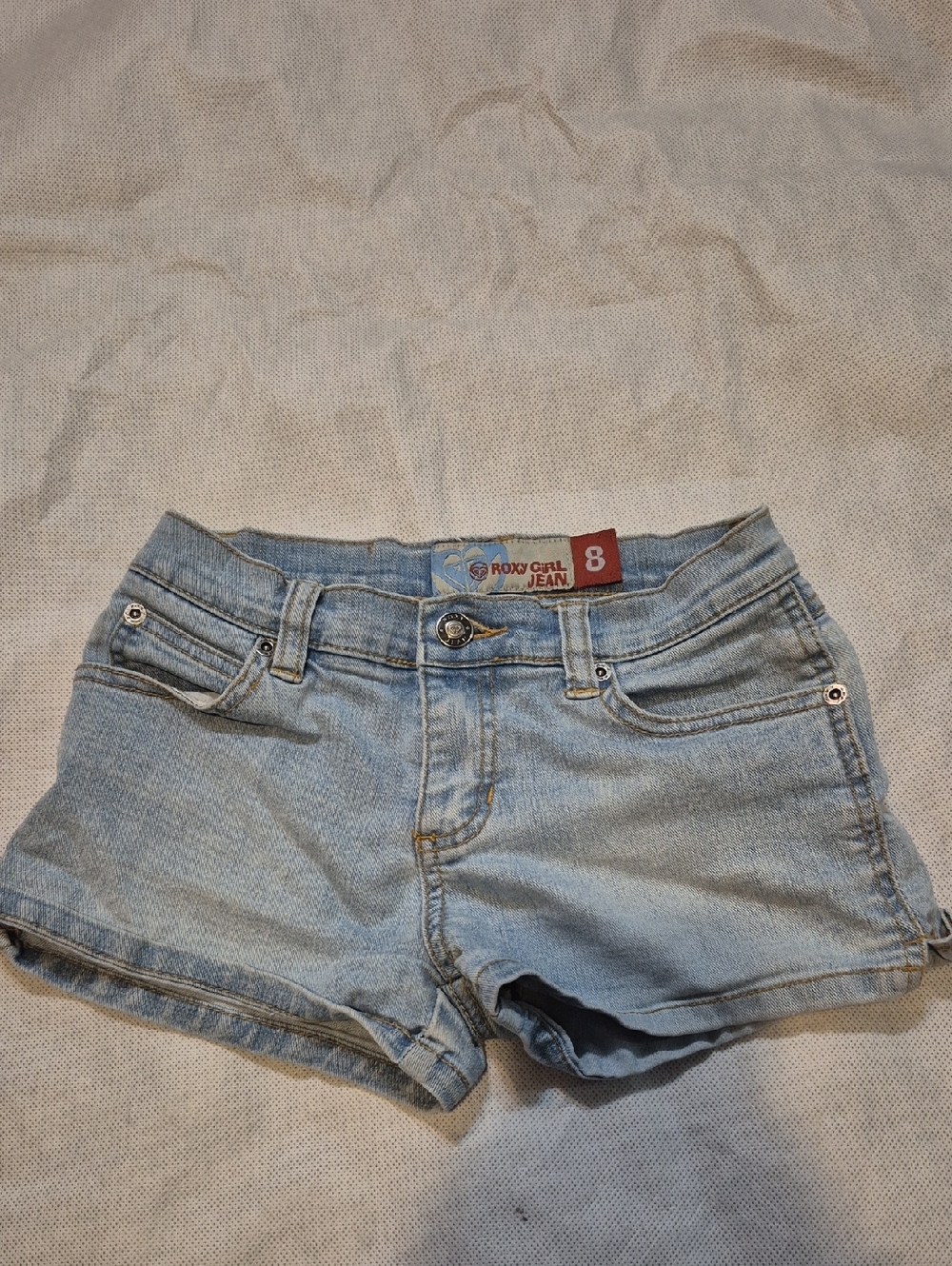 Roxy Light Wash Denim Shortie Shorts - Blue
